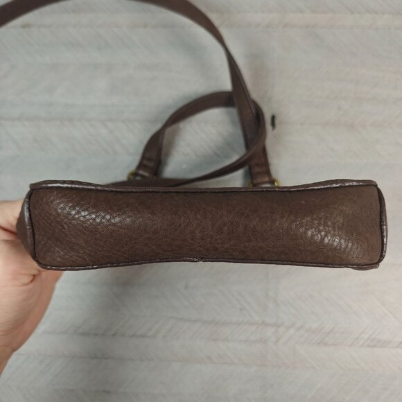 Vintage Fossil Brown Pebbled Leather Crossbody Bag - Picture 6 of 9